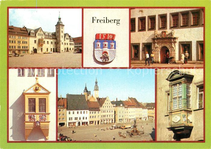 Freiberg Sachsen Rathaus Stadtwappen Rathausportal Obermarkt Erker am Rathaus Ba
