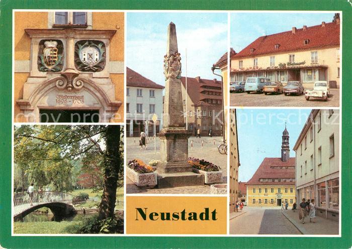 Neustadt Sebnitz Rathausportal Postmeilensaeule Cafe Wochenpost Stadtpark Rathau