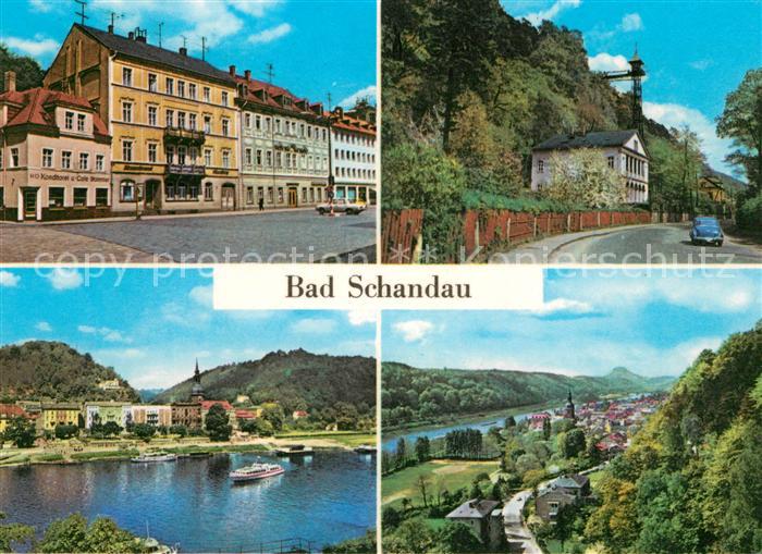 Bad Schandau Markt Personenaufzug zum OT Ostrau Elbansicht Panorama