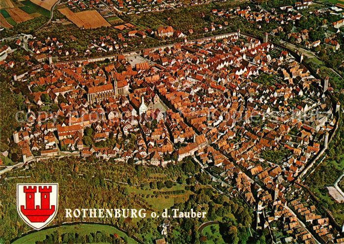 Rothenburg Tauber Fliegeraufnahme mit mittelalterlicher Stadtanlage Wehrgang Tor