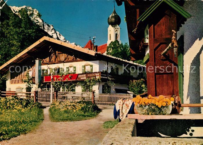 Grainau Dorfmotiv mit Zugspitzblick