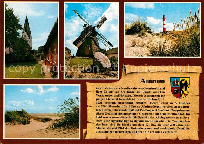 Amrum Kirche Muehle Leuchtturm Duenen