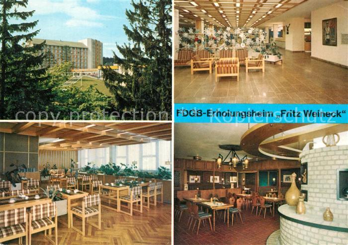 Oberhof Thueringen FDGB Erholungsheim Fritz Weineck Empfangshalle Restaurant Alc