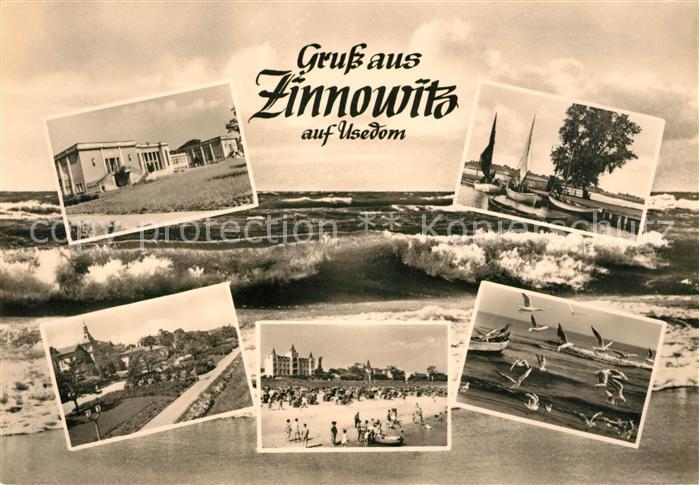 Zinnowitz Ostseebad Strand Moewen Bootsanlegestelle