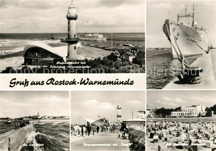 Warnemuende Ostseebad Hafeneinfahrt Faehrschiff Warnemuende Strandpromenade Teep