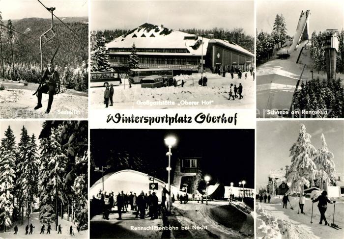 Oberhof Thueringen Sessellift Schanze am Rennsteig Grossgaststaette Oberer Hof W