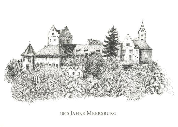 Meersburg Bodensee 1000 Jahre Zeichnung