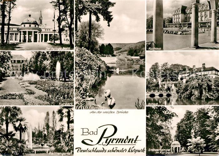 Bad Pyrmont Kurpark hyllige Born Kurhaus Palmengarten Erdbeertempel