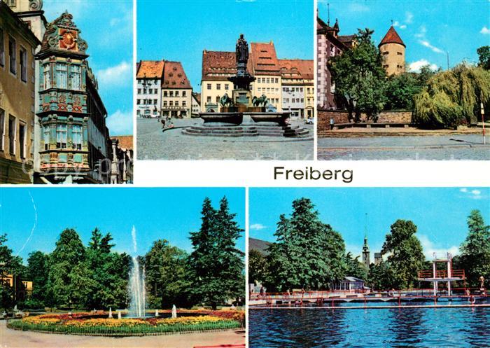 Freiberg Sachsen Renaissance Erker Karl Marx Strasse Brunnendenkmal Obermarkt