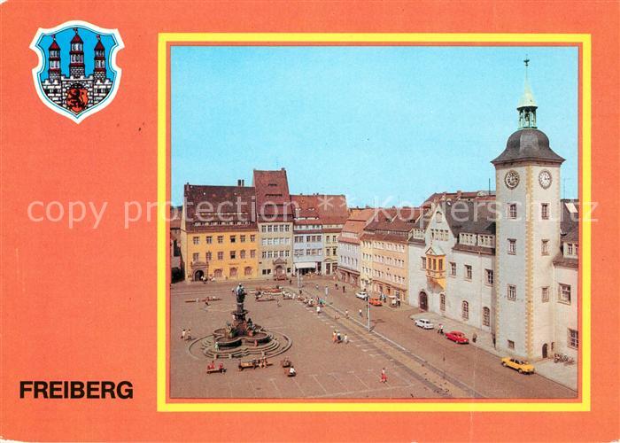 Freiberg Sachsen Obermarkt Rathaus Brunnendenkmal
