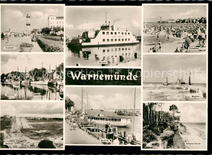 Warnemuende Ostseebad Promenade Strandleben Faehrschiff
