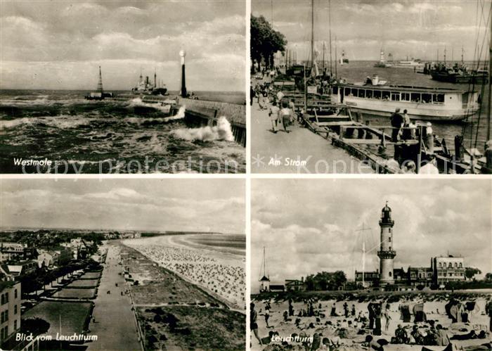 Warnemuende Ostseebad Westmole Strom Leuchtturm Strand