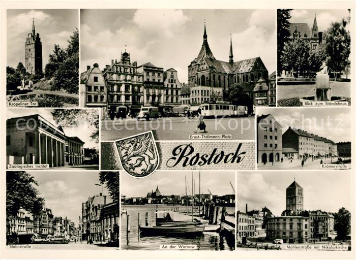 ROSTOCK  CITY Kroepeliner Tor Zoologisches Institut Stalinstrasse Warnow Staende