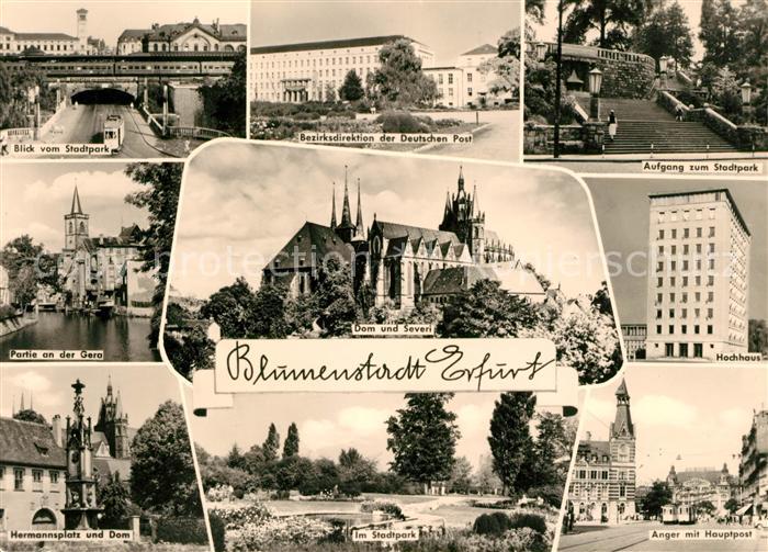 Erfurt Stadtpark Hermannsplatz Dom Anger Hauptpost Hochhaus