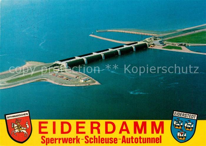Eiderstedt Fliegeraufnahme Eiderdamm Sperrwerk Schleuse Autotunnel