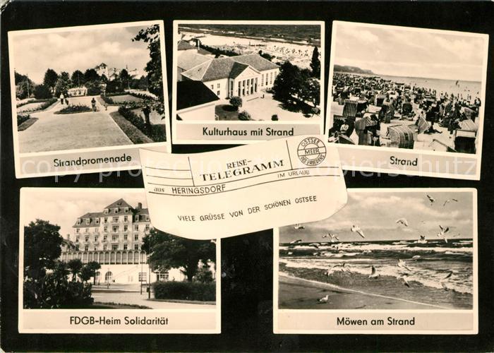 Heringsdorf Ostseebad Usedom Strandpromenade Strand Kulturhaus FDGB Heim Solidar