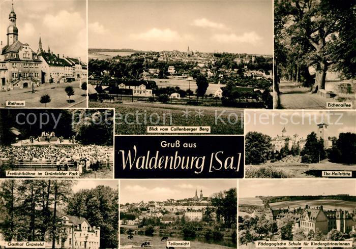 Waldenburg Sachsen Rathaus Freilichtbuehne Gruenfelder Park TBC Heilstaette Eich