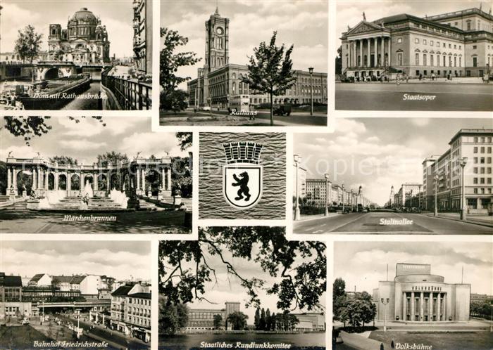 BERLIN CITY Dom Rathausbruecke Rathaus Staatsoper Maerchenbrunnen Volksbuehne