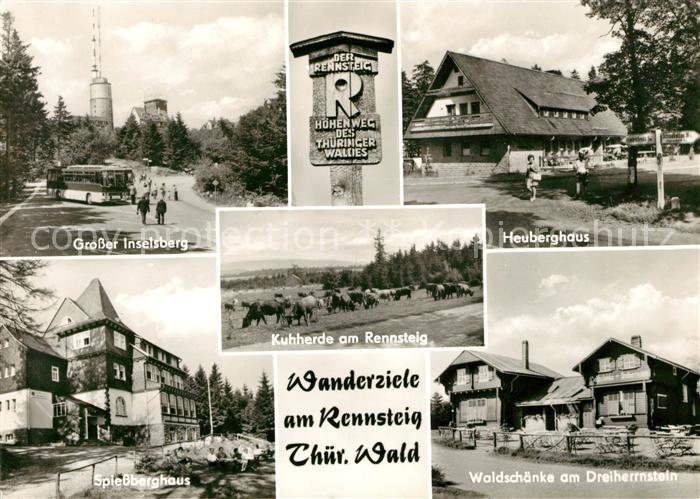 Rennsteig Grosser Inselsberg Heuberghaus Spiessberghaus Waldschaenke