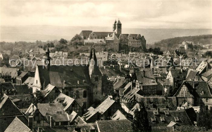 Quedlinburg Harz Stadtblick mit Schloss
