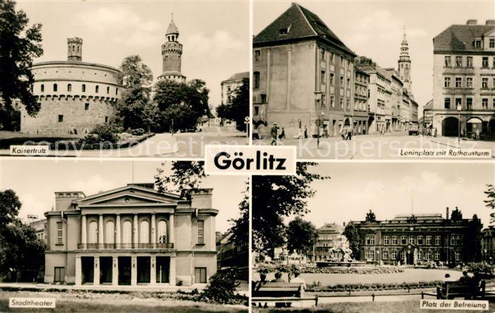 Goerlitz Sachsen Kaisertrutz Leninplatz mit Rathausturm Stadttheater Platz der B
