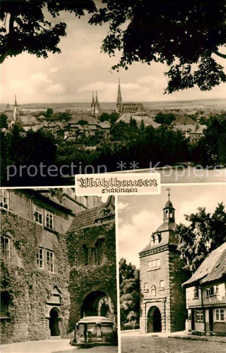 Muehlhausen Thueringen Panorama Stadttor Brunnen