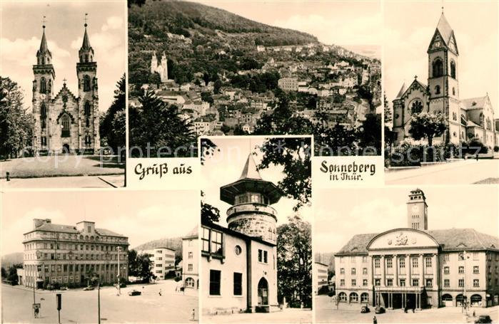 Sonneberg Thueringen Kirchen Rathaus Theater Panorama