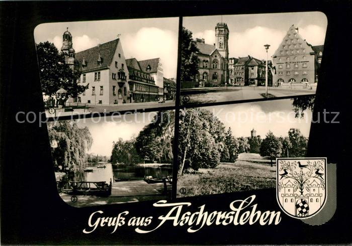 Aschersleben Sachsen-Anhalt Rathaus Gondelteich Westdorfer Warte Post Volkshaus