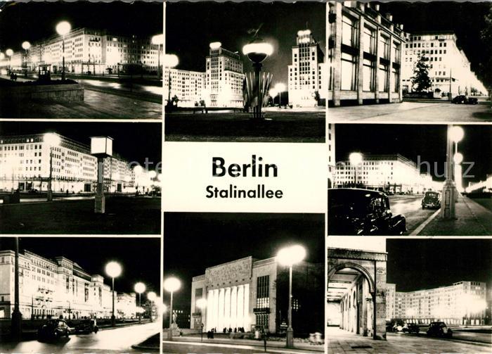 BERLIN  CITY Stalinallee bei Nacht Details