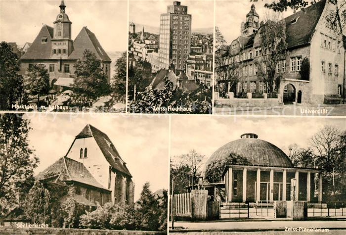 Jena Thueringen Marktplatz Rathaus Zeiss Hochhaus Universitaet Schillerkirche Ze