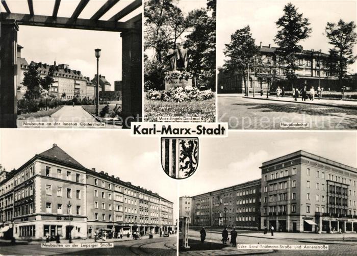 Karl-Marx-Stadt Innere Klosterstrasse Marx Engels Denkmal Hauptbahnhof Leipziger