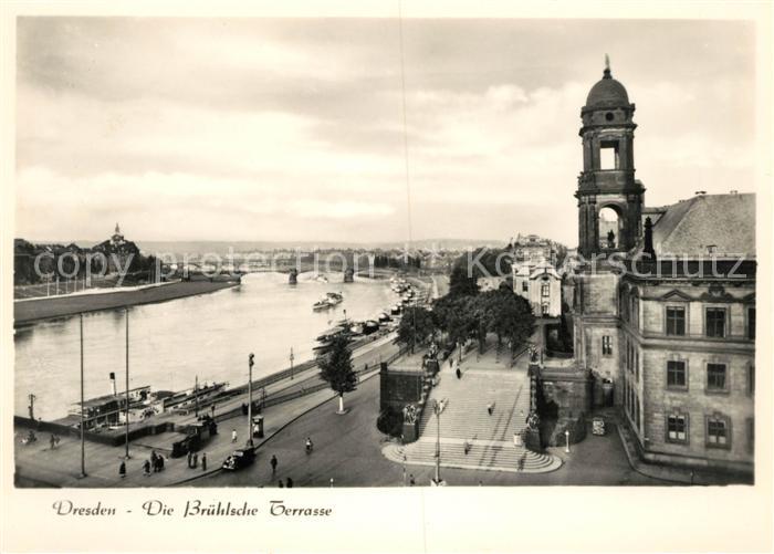 DRESDEN Elbe Bruehlsche Terrasse vor Zerstoerung 1945