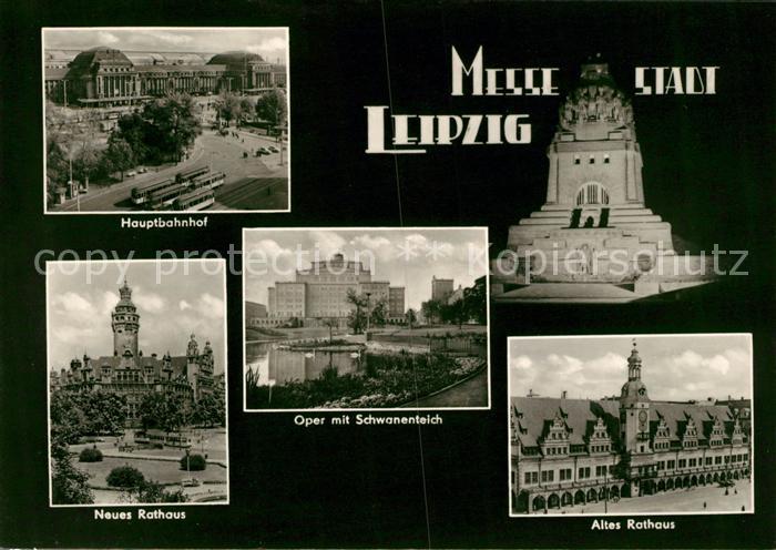 LEIPZIG Sachsen Hauptbahnhof Neues Rathaus Oper mit Schwanenteich Altes Rathaus
