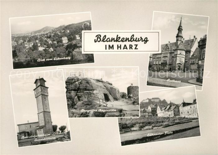 Blankenburg Harz Blick vom Eichenberg Rathaus Aussichtsturm Burgruine Regenstein