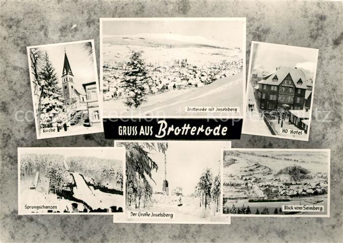 Brotterode Kirche Inselsberg HO Hotel Sprungschanzen Blick vom Seimberg