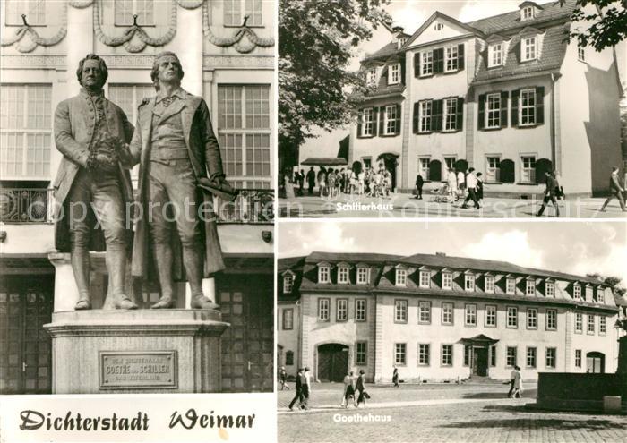 Weimar Thueringen Goethe und Schiller Denkmal Schillerhaus Goethehaus
