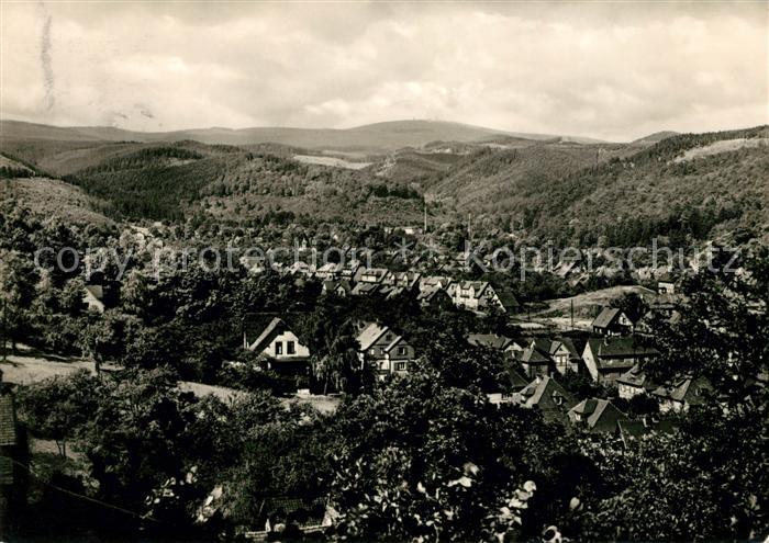 Wernigerode Harz Blick ueber Hasserode zum Brocken