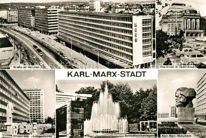 Karl-Marx-Stadt Strasse der Nationen Opernhaus Ensemble Lobgedichte Schlossteich