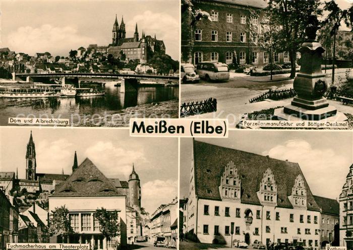 Meissen Elbe Sachsen Dom Albrechtsburg Porzellanmanufaktur und Boettger Denkmal