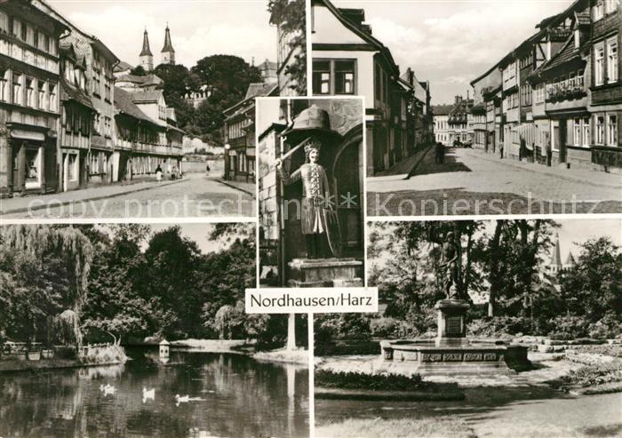 Nordhausen Thueringen Teich Stadtansichten Brunnen Denkmal