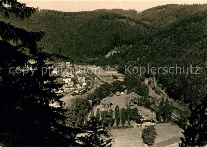 Sitzendorf Thueringen Blick vom Annafels Schwimmbad