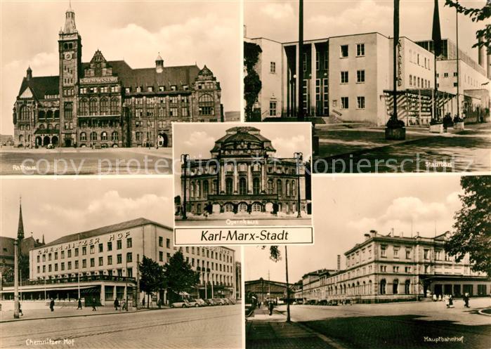 Karl-Marx-Stadt Rathaus Chemnitzer Hof Hauptbahnhof Opernhaus Stadtbad