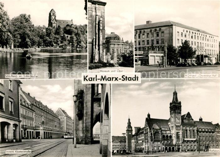 Karl-Marx-Stadt Schlossteich Schlosskirche Museum Oper HO Hotel Chemnitzer Hof