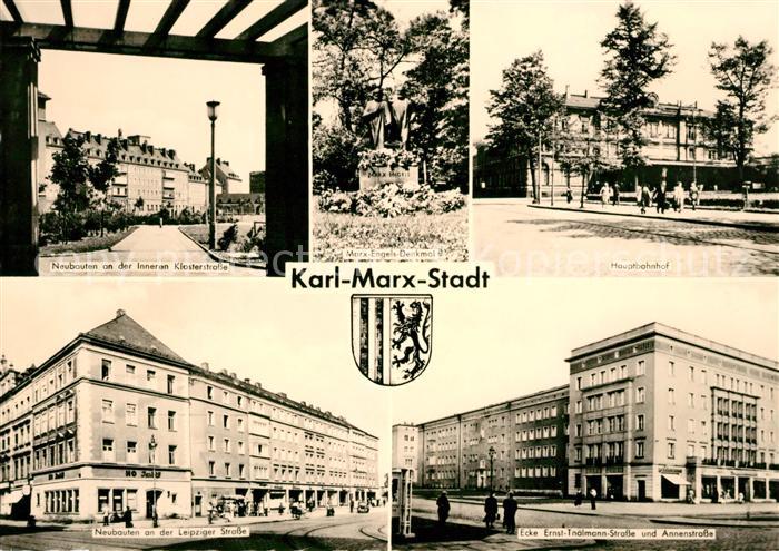 Karl-Marx-Stadt Neubauten Innere Klosterstrasse Marx Engels Denkmal Hauptbahnhof
