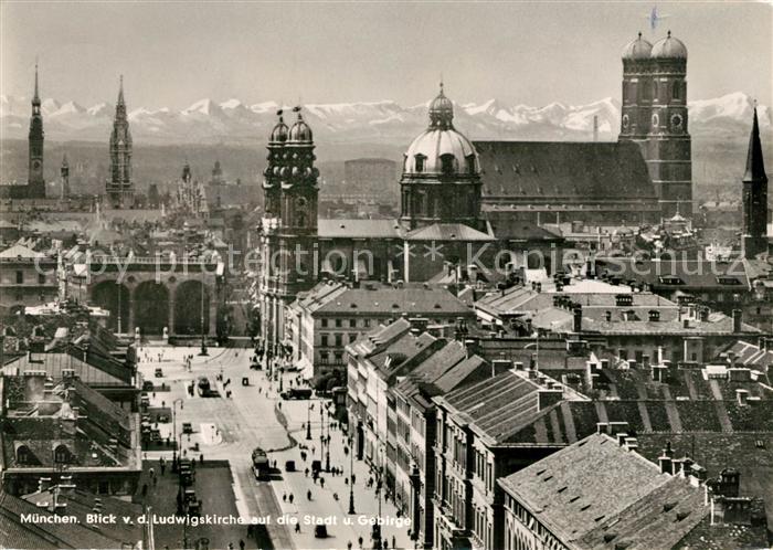 Muenchen Blick von Ludwigskirche Stadtansicht
