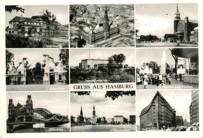Hamburg Universitaet Rathaus Hauptbahnhof Elbbruecke Hagenbeck