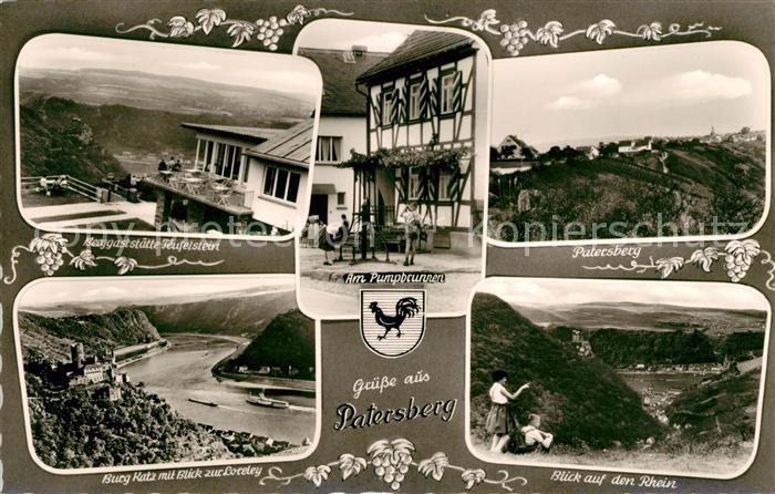 Patersberg Berggaststaette Teufelstein Pumpbrunnen Burg Katz Loreley Rhein