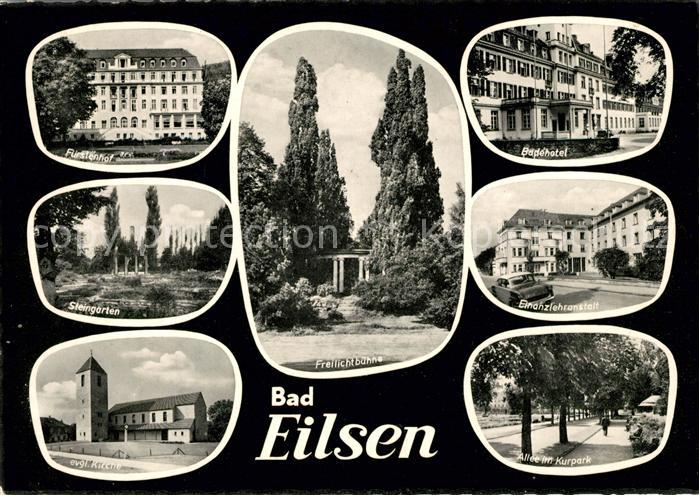 Bad Eilsen Fuerstenhof Steingarten Kirche Freilichtbuehne Badehotel