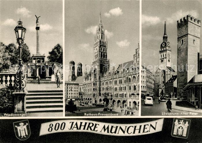 Muenchen Friedensengel Rathaus Frauentuerme Loewenturm Alter Peter