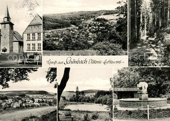 Schoenbach Dillkreis Brunnen Panoramen Kirche